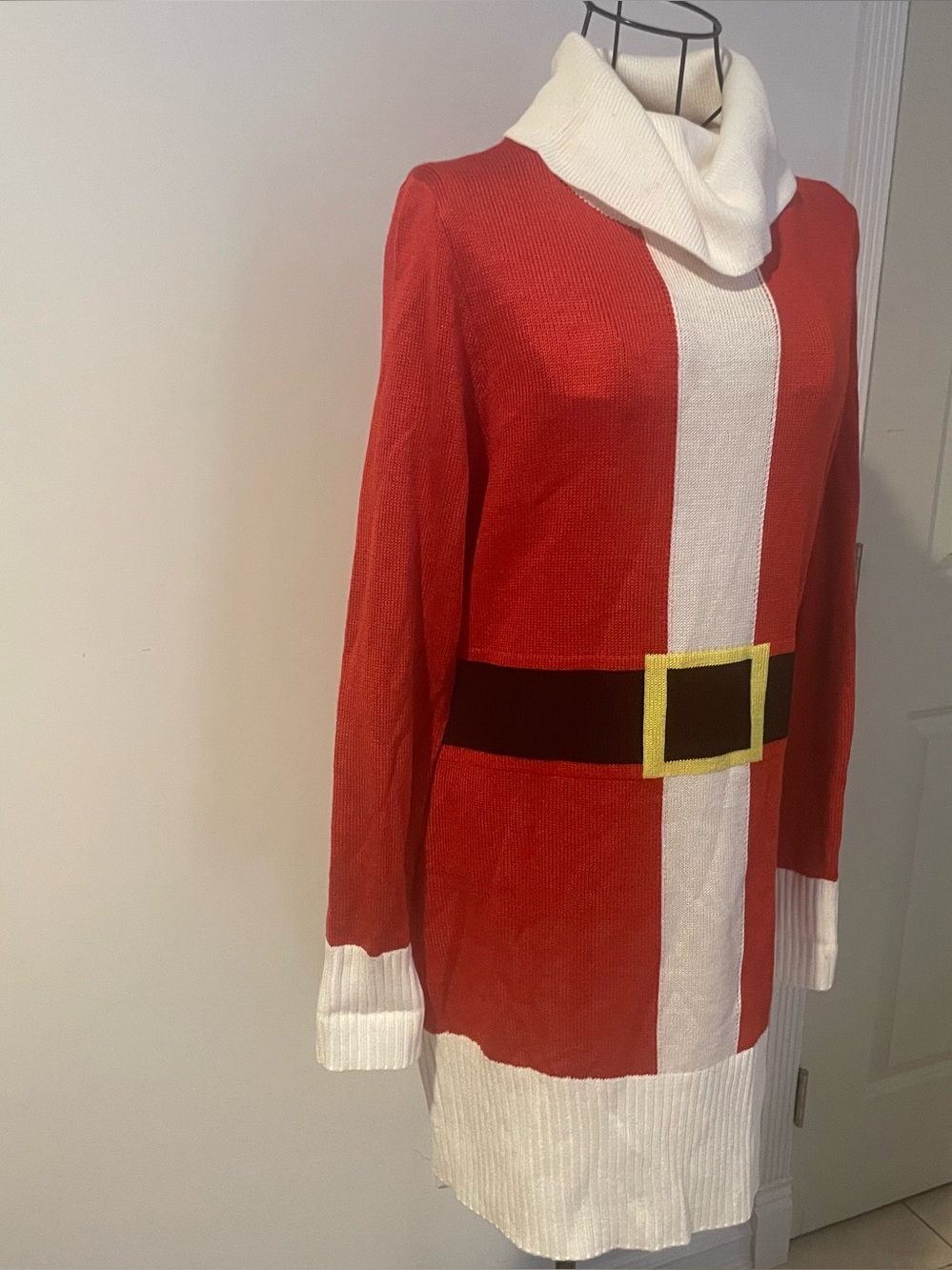 Tipsy Elves Red Christmas Santa-Inspired Cowl Neck Sweater Dress size S